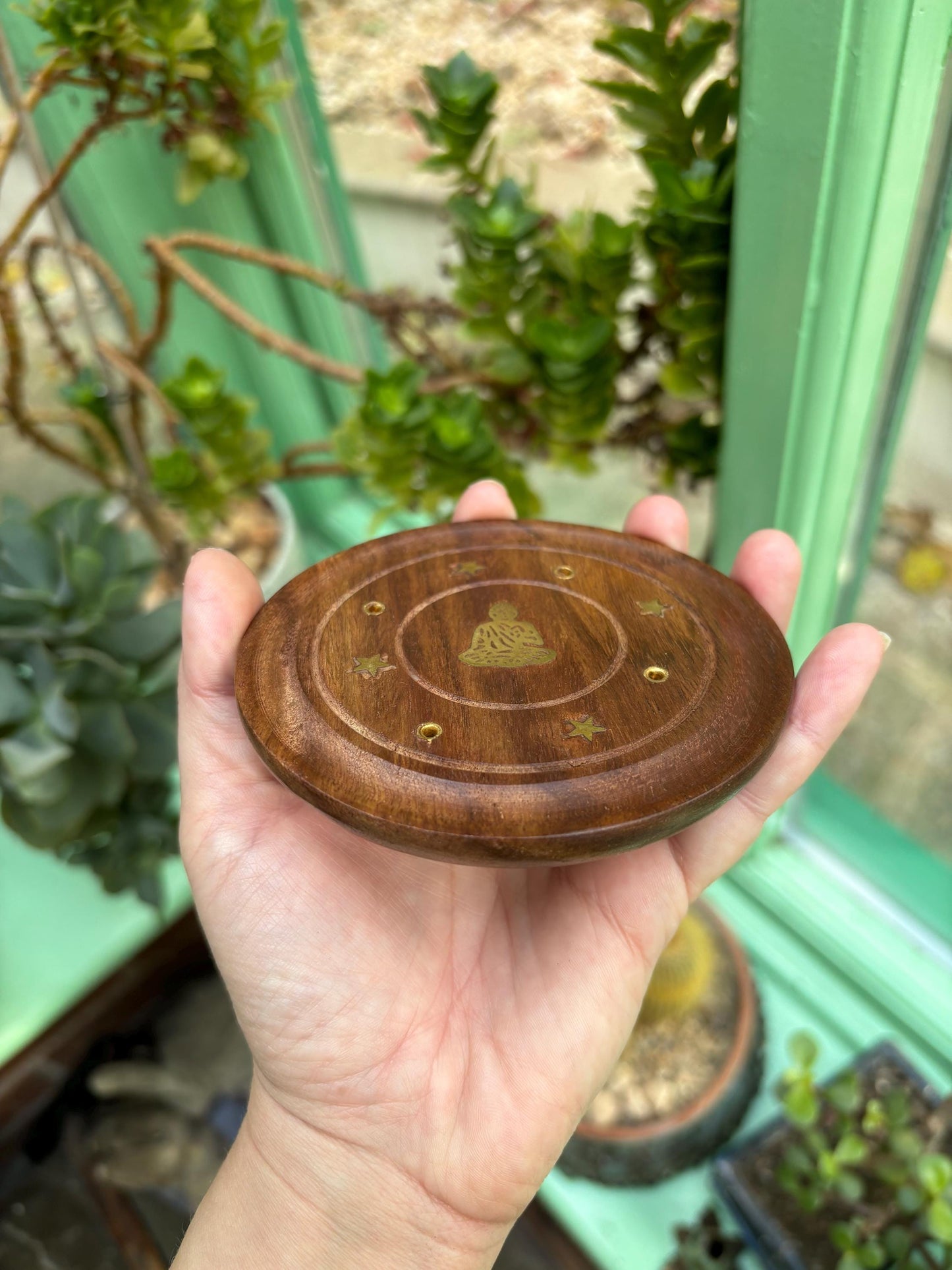 Wooden Round Incense Holder