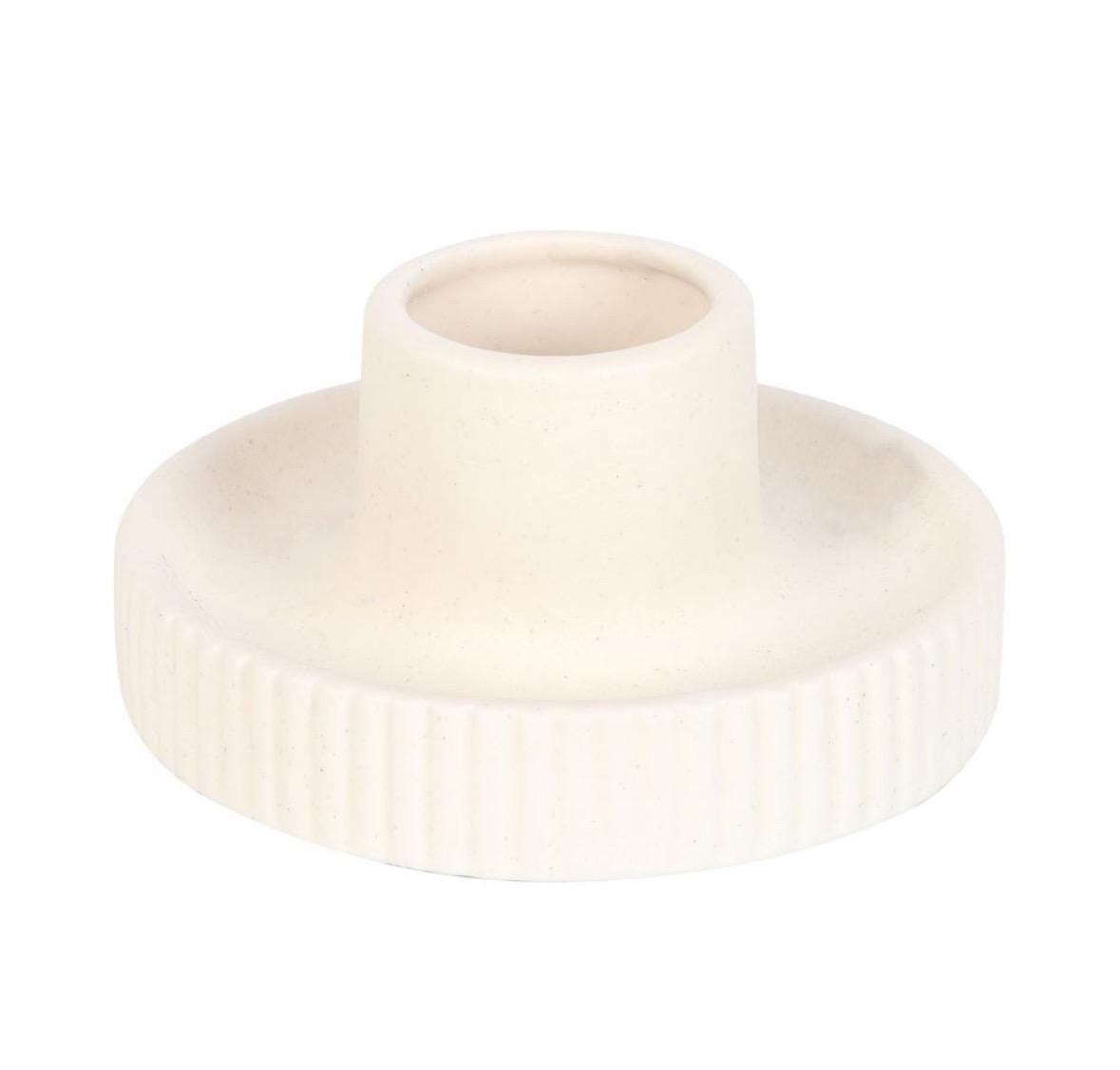 Cream Ribbed Smudge Bowl
