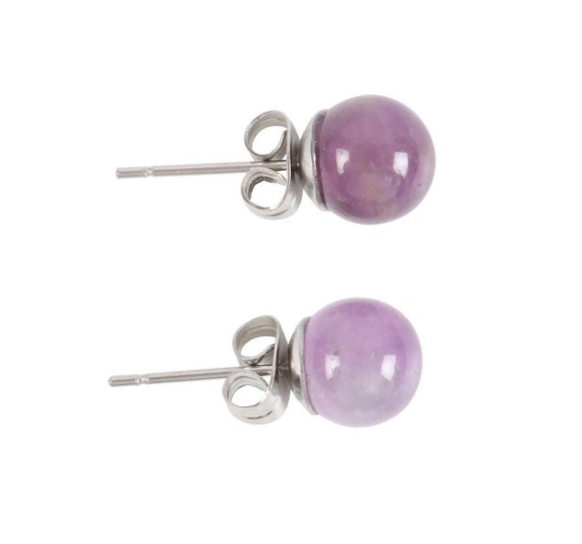 Amethyst Semi Precious Crystal Earrings