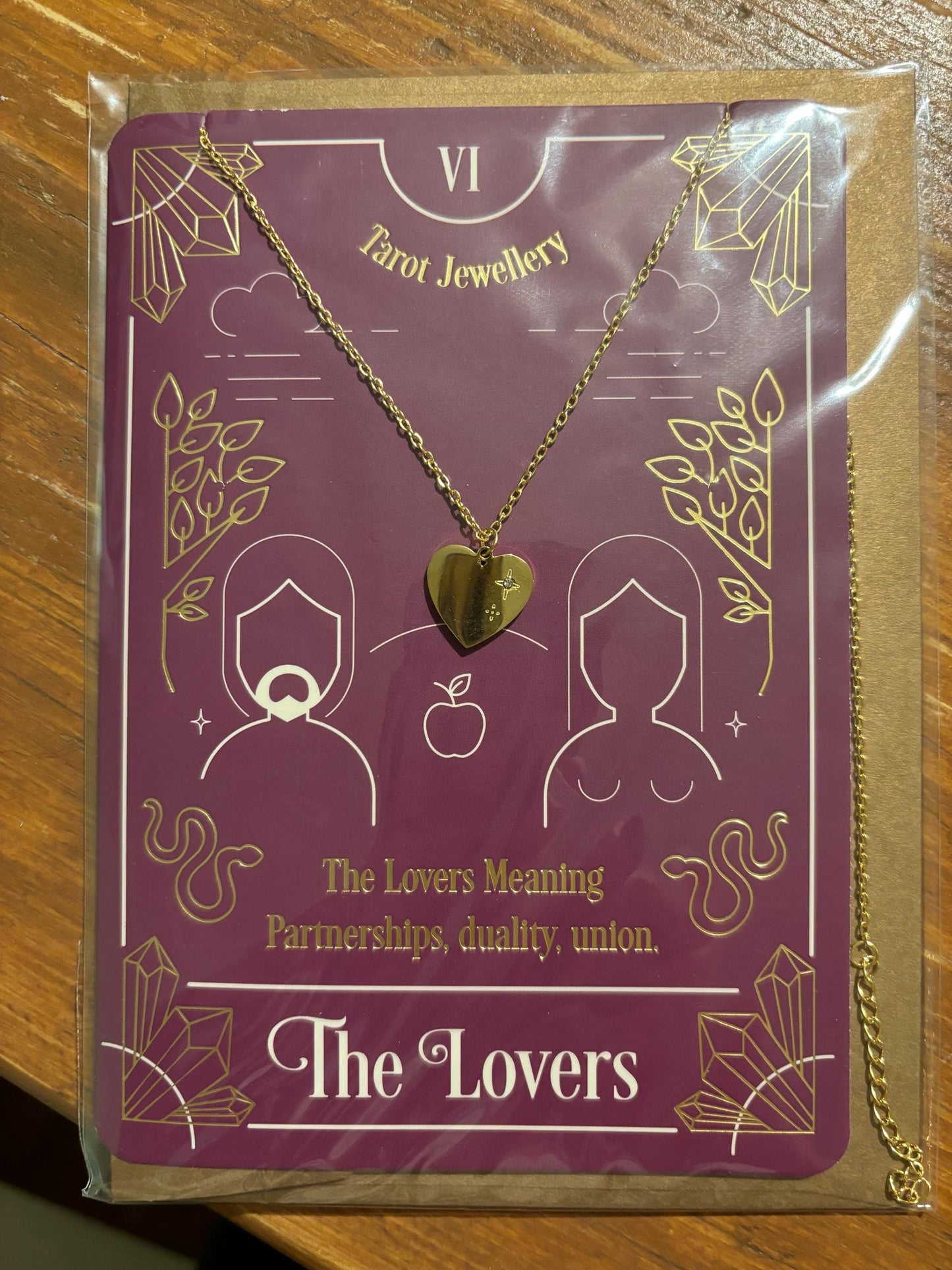 The Lovers Tarot Necklace Greeting Card