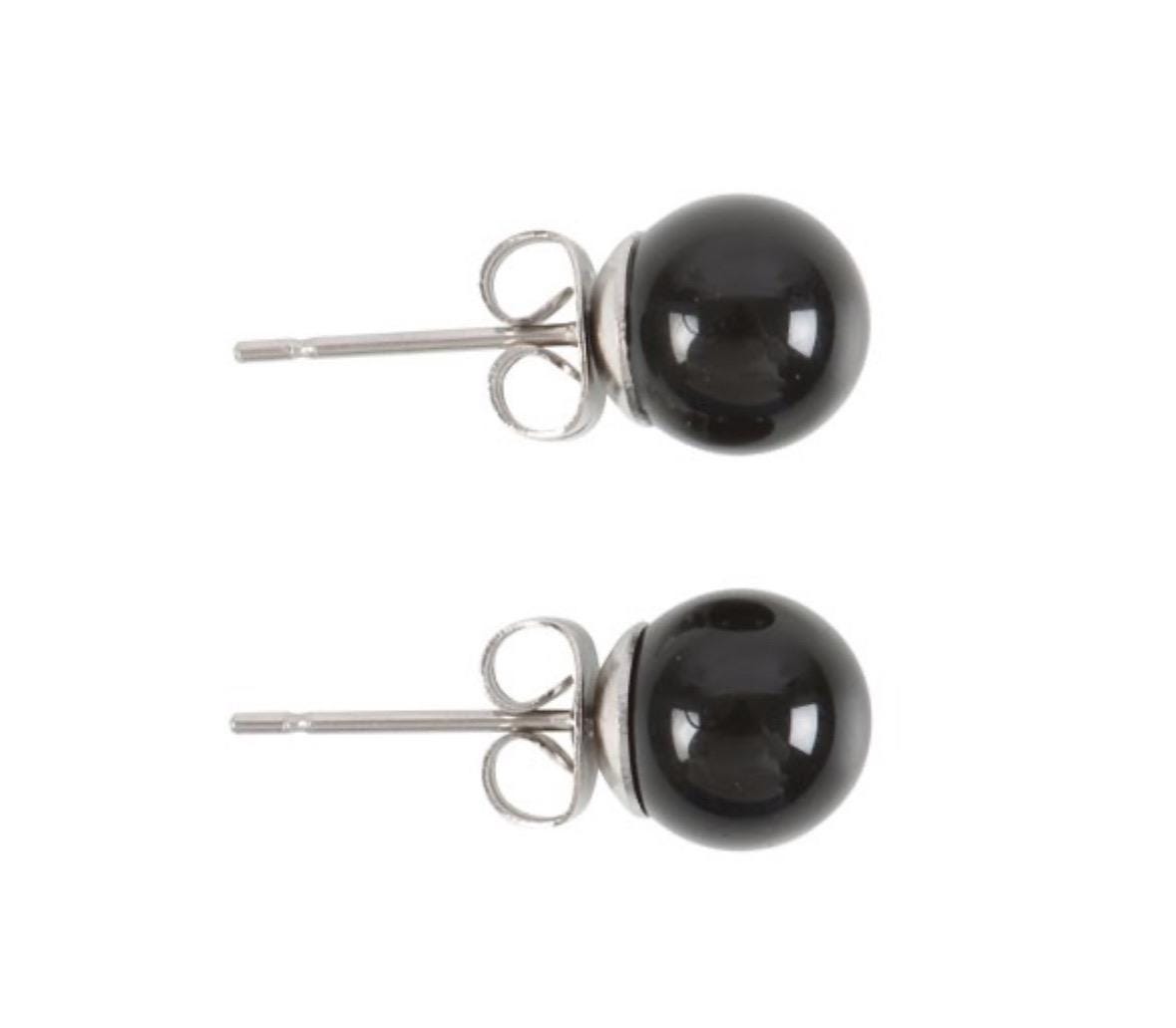 Black Agate Semi Precious Crystal Earrings