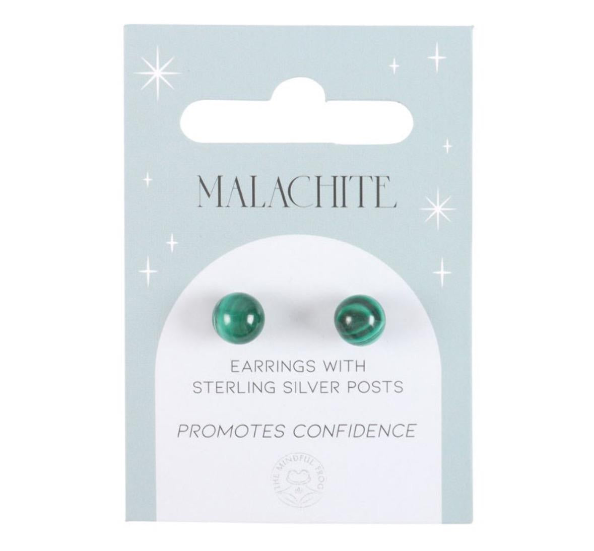 Malachite Semi Precious Crystal Earrings