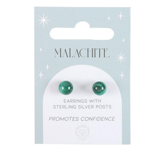 Malachite Semi Precious Crystal Earrings