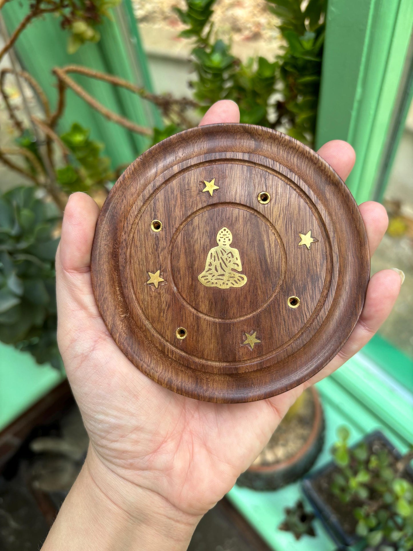 Wooden Round Incense Holder