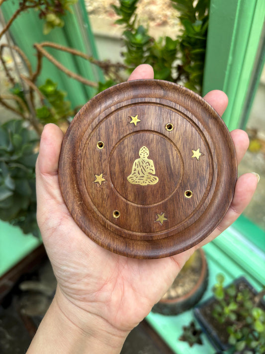 Wooden Round Incense Holder