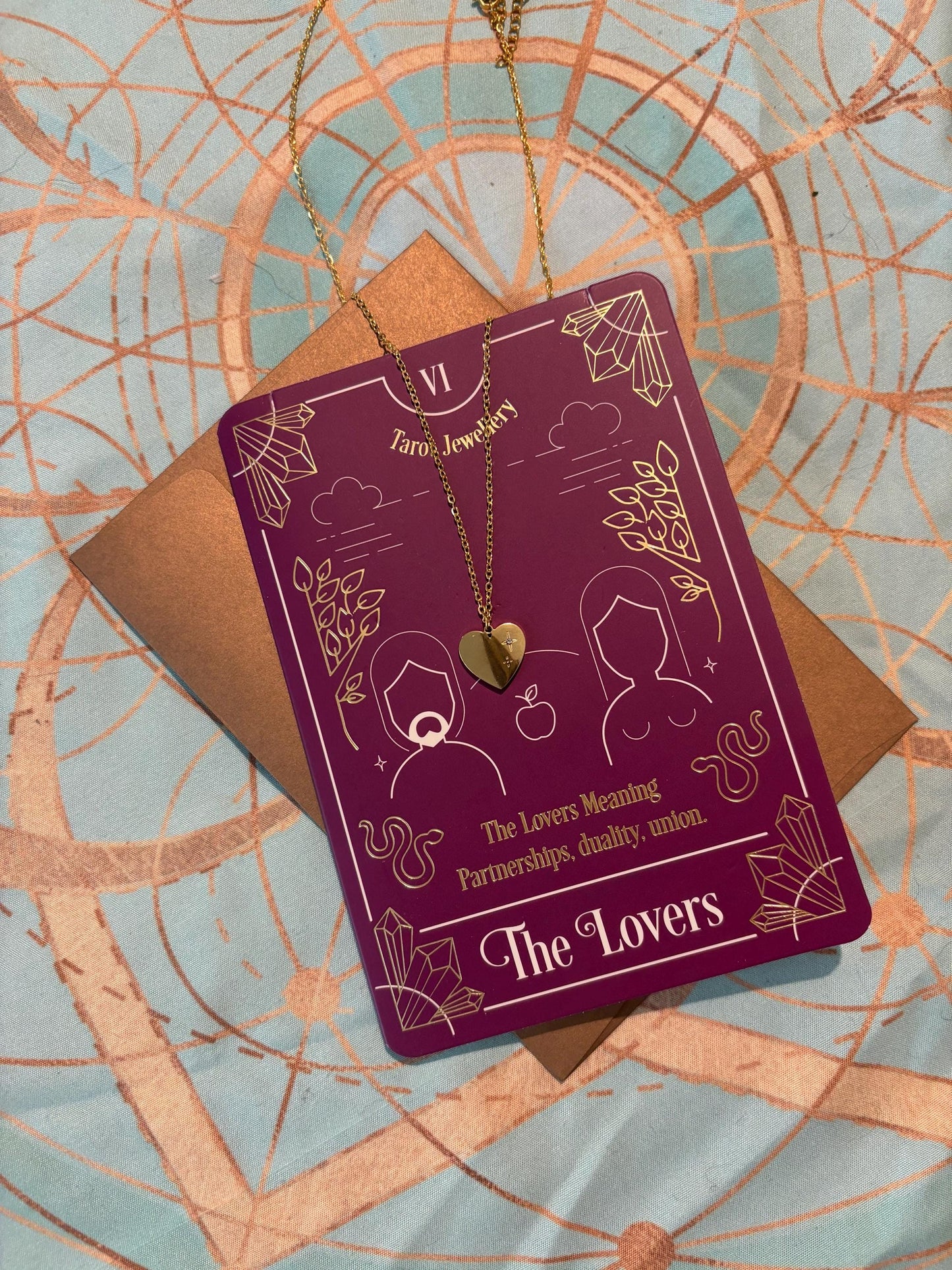 The Lovers Tarot Necklace Greeting Card