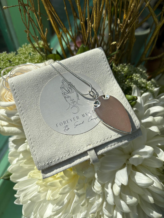 Pink Chalcedony Arrowhead Pendant Necklace